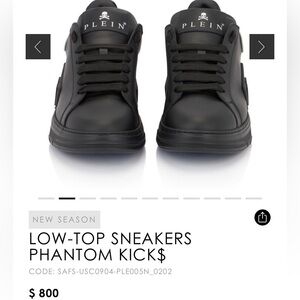 Philipp Plein Black Leather Sneakers